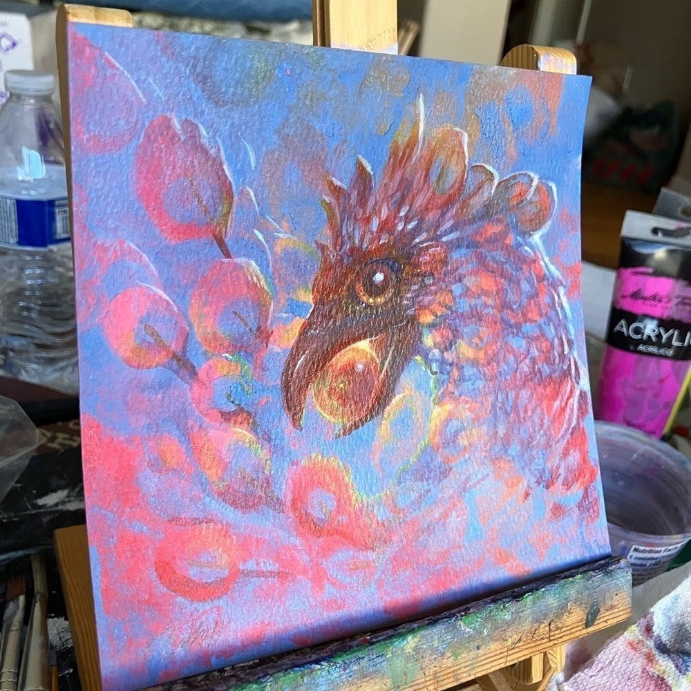 Original Painting Phoenix bird art handmade collectible artwork Artettina USA - Picture 2 of 5
